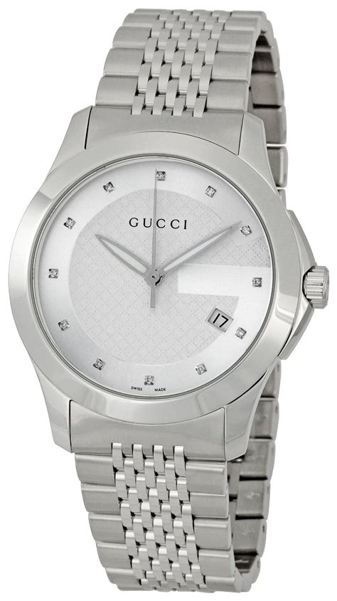 silver mens gucci watch|gucci silver watch men.